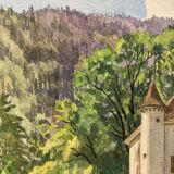 Watercolor vintage landscape