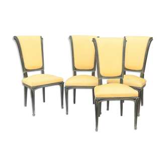 4 chaises en bois laqué gris