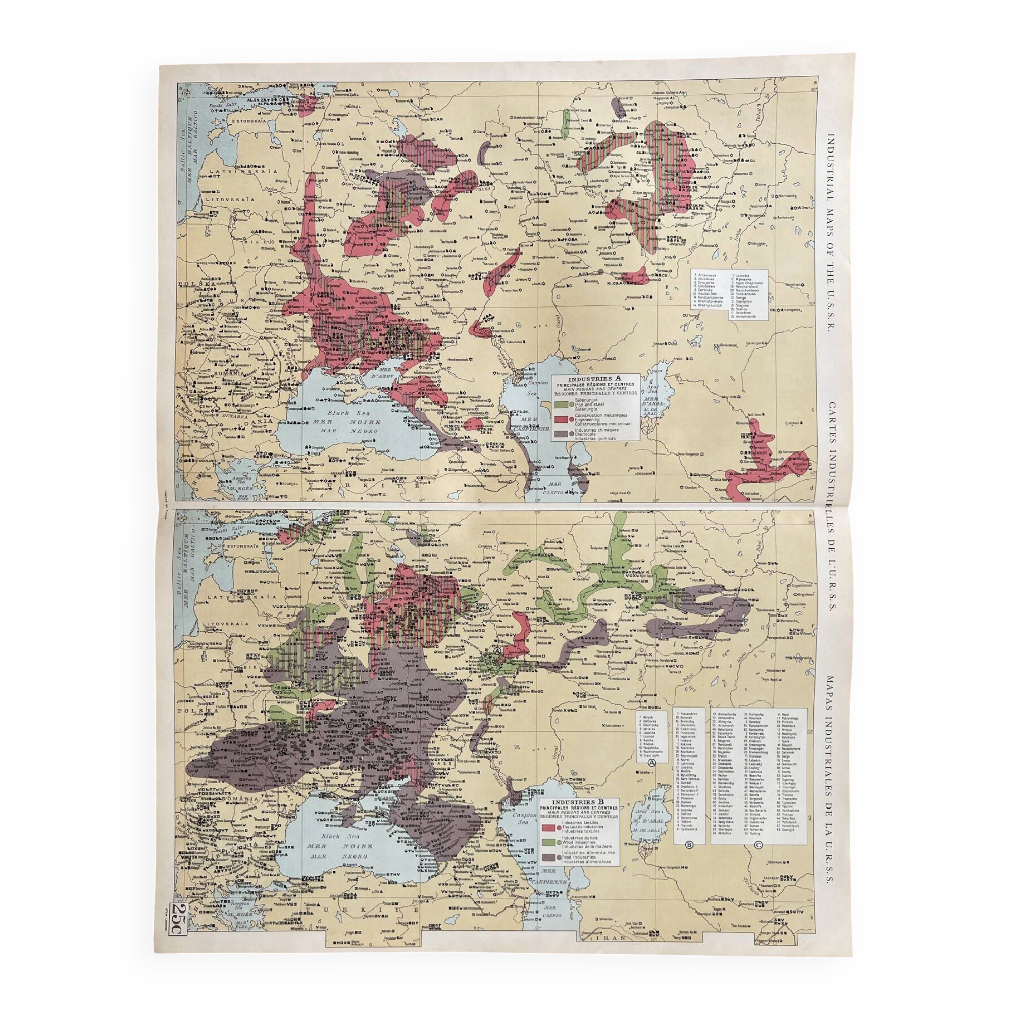 Carte industrielle de l’U.R.S.S. — Double planche originale