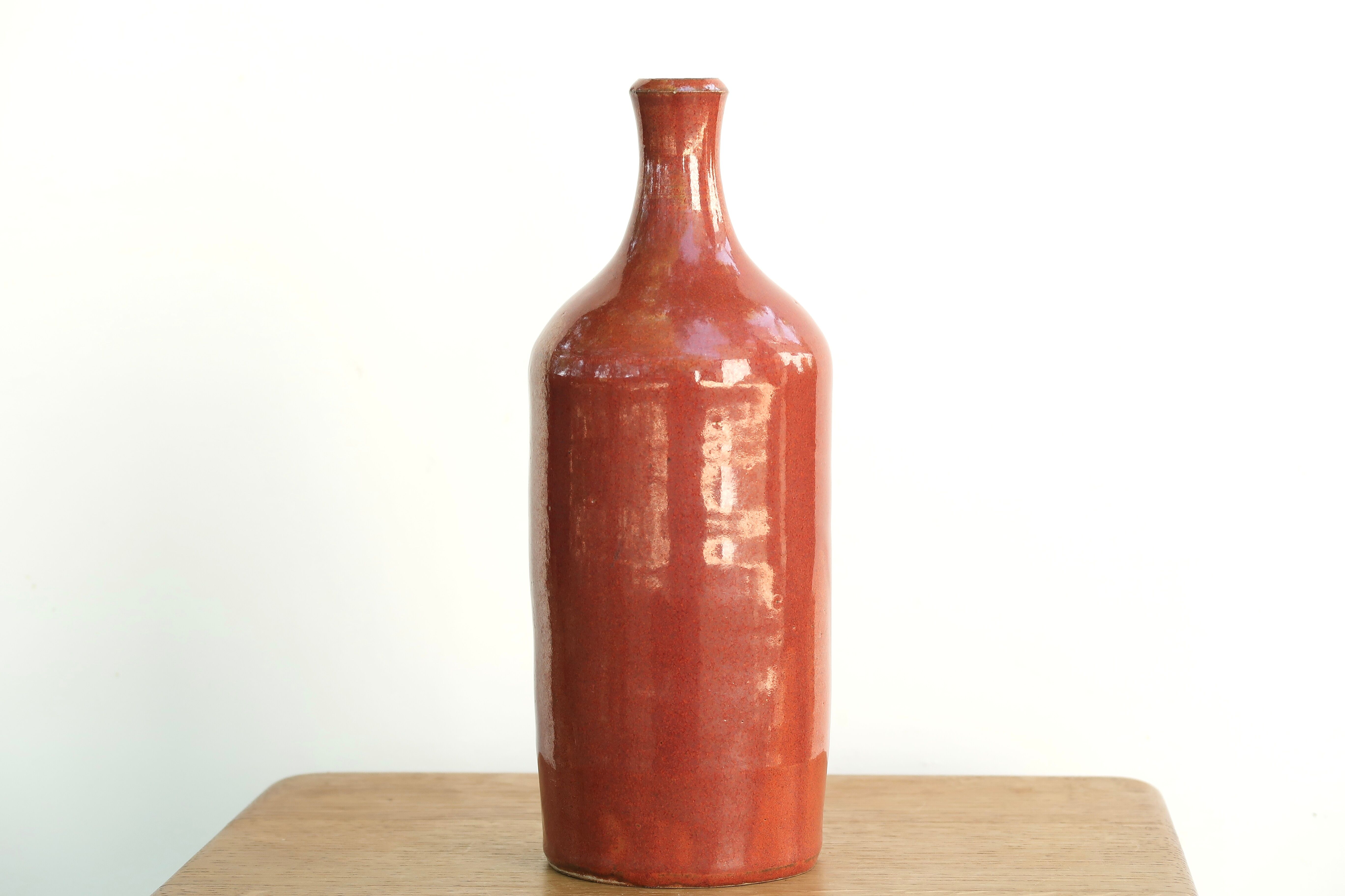 Coral ceramic bottle vase, 70s