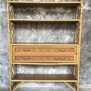 Rattan bookcase, vintage 1960