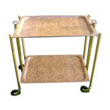 Desserte pliante loupe foncée et or de Platex
