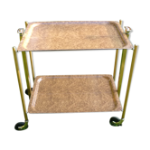 Folding rolling table Platex dark and gold glass