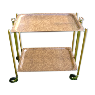 Folding rolling table Platex dark and gold glass