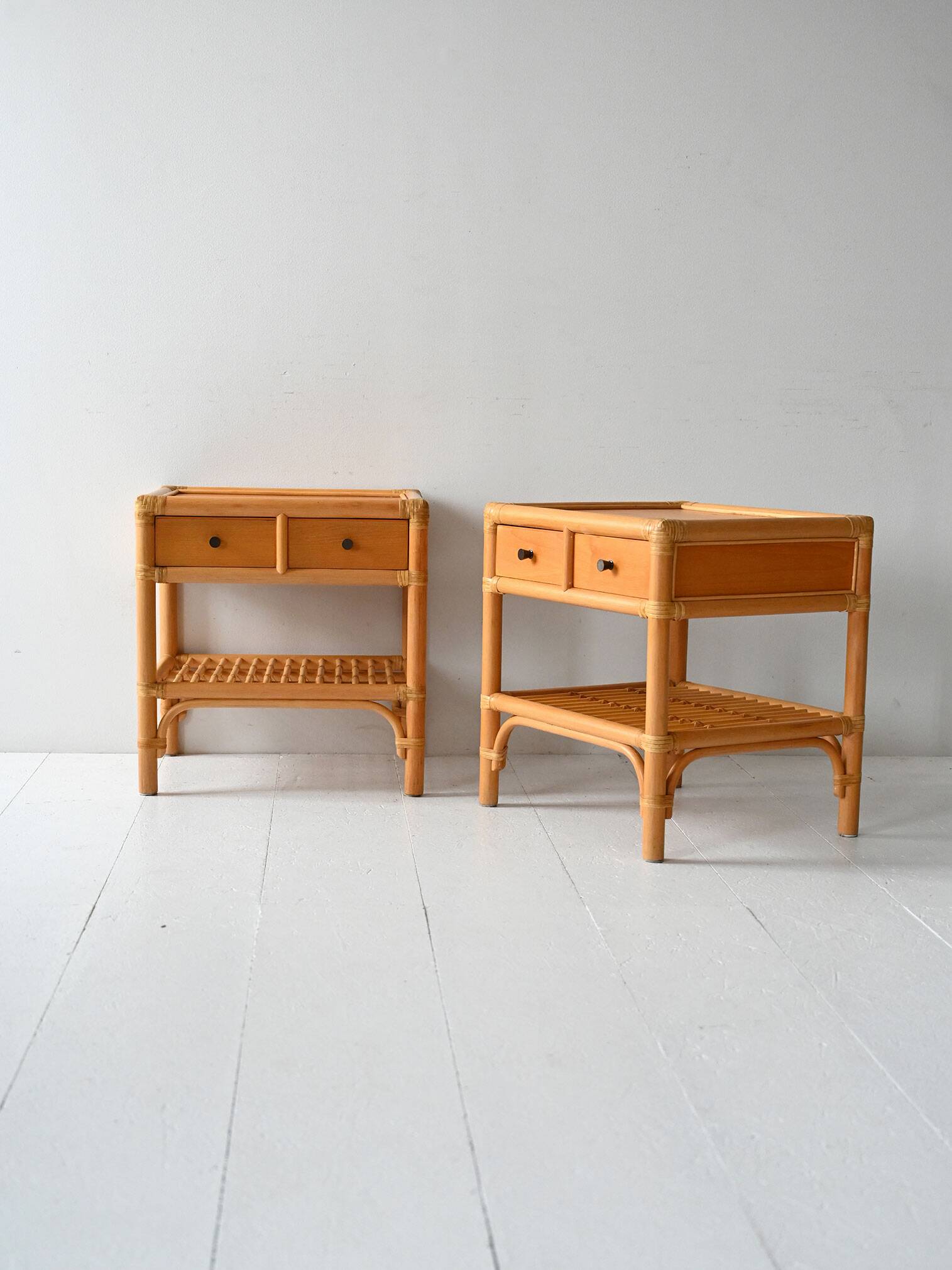Pair of DUX Scandinavian Nightstands in Bamboo