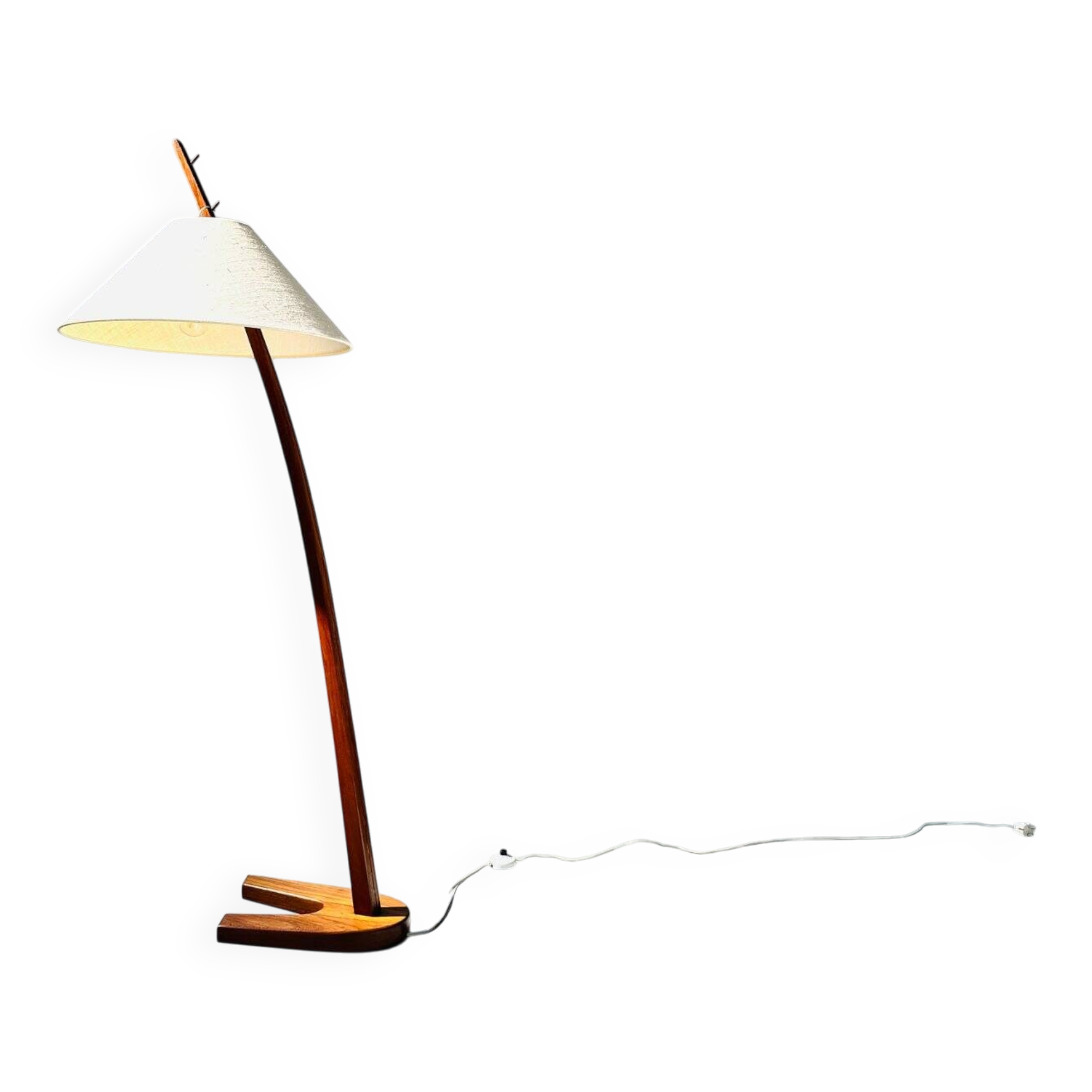 Vintage teak Dornstab floor lamp by J.T. Kalmar & A. Pöll, Austria, 1947