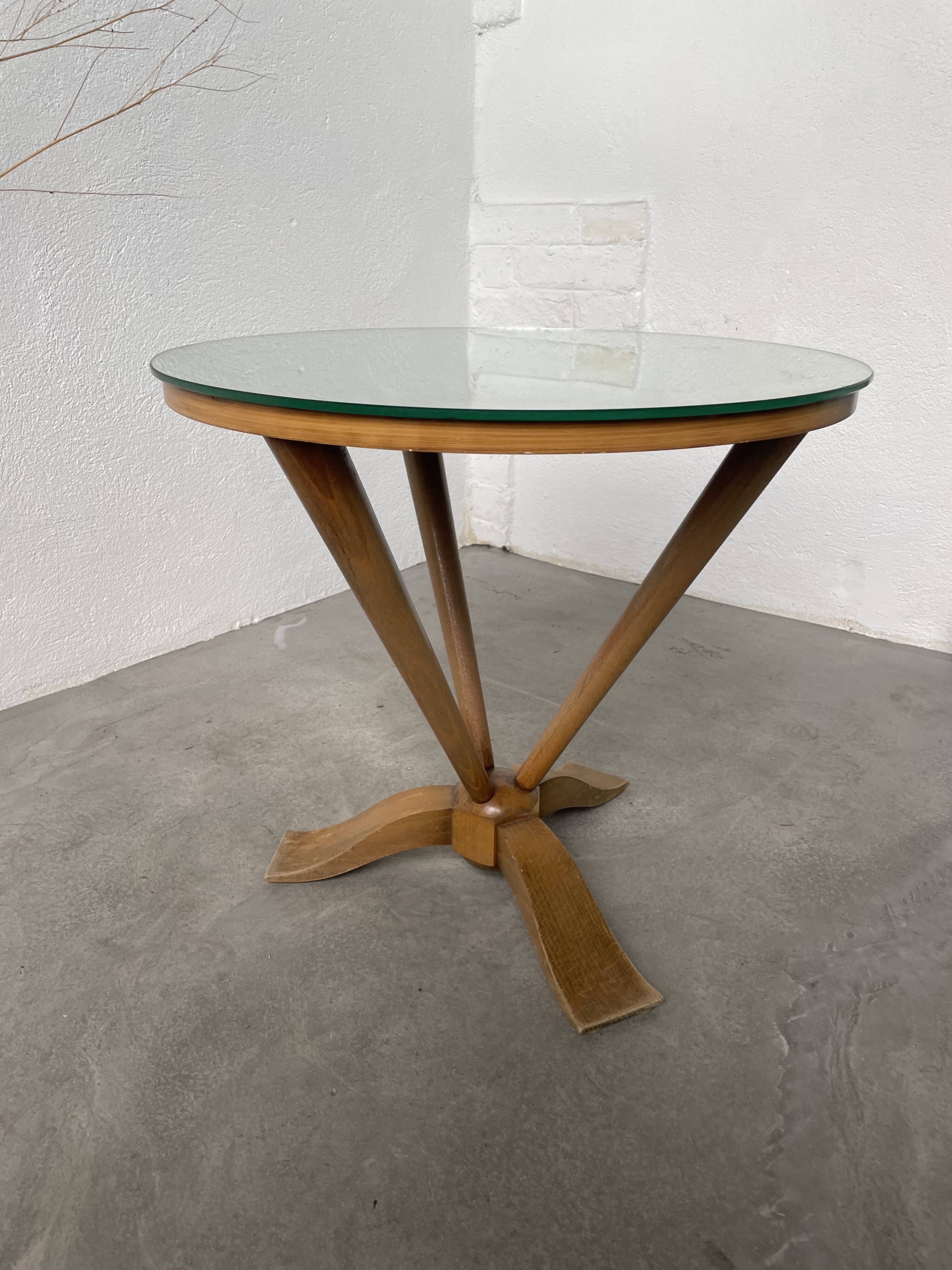 Art deco mirror pedestal table in walnut 1930