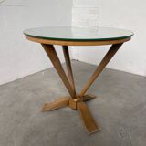 Art deco mirror pedestal table in walnut 1930