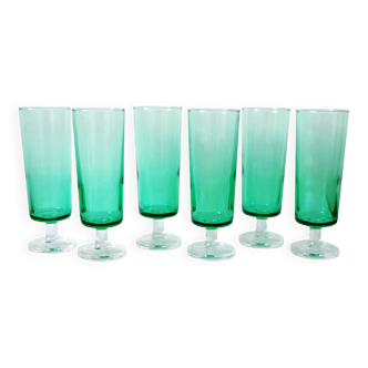 Luminarc vintage – 6 green glass champagne flutes