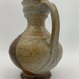 Vintage stoneware pitcher, iridescent two-tone enamel - 1960s-1970s