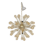 Sputnik Chandelier in Murano Glass with Gold Air Drops and Metal Frame