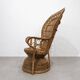 Fauteuil Paon vintage en rotin et osier — années 70