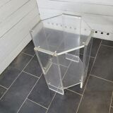 Octagonal side table in transparent plexiglass from the 70s