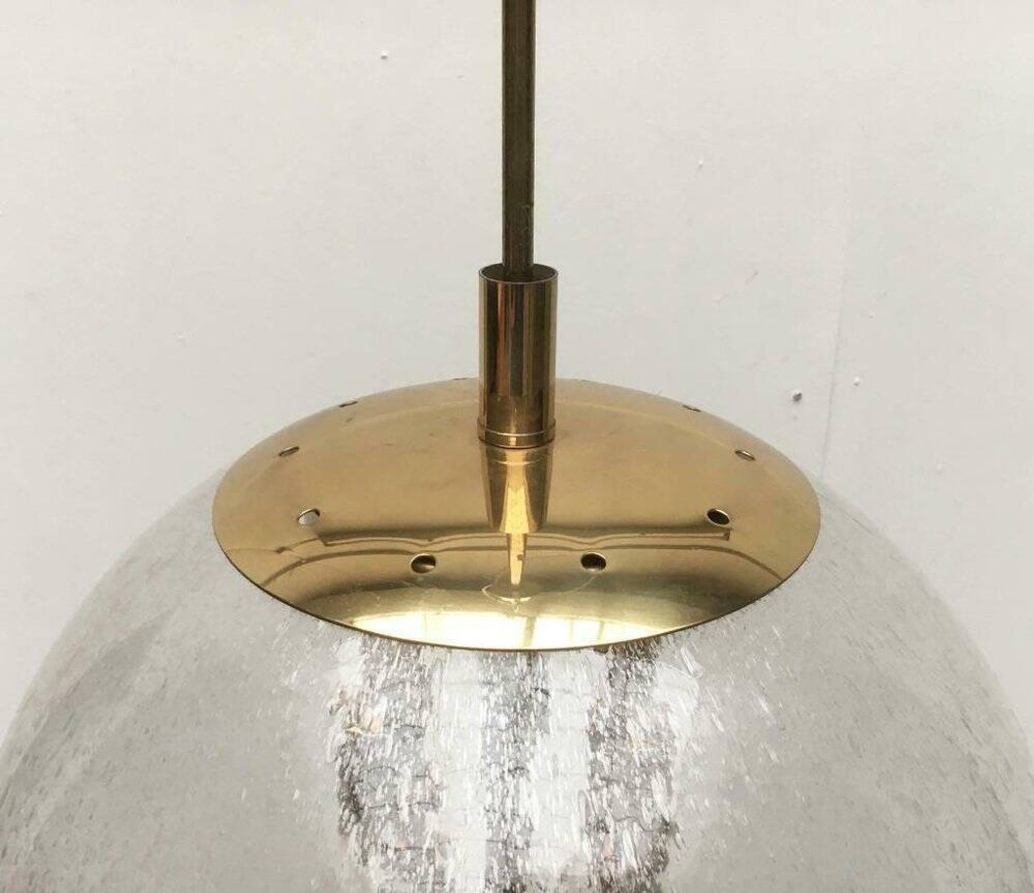 Large glass and brass planet ball pendant lamp from the mid-century German space age, 1960s.
