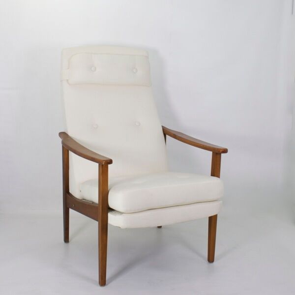 Scandinavian high back armchair from the 1960s adjustable headrest, restored