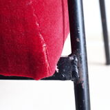 60s design sofa in metal and red velvet