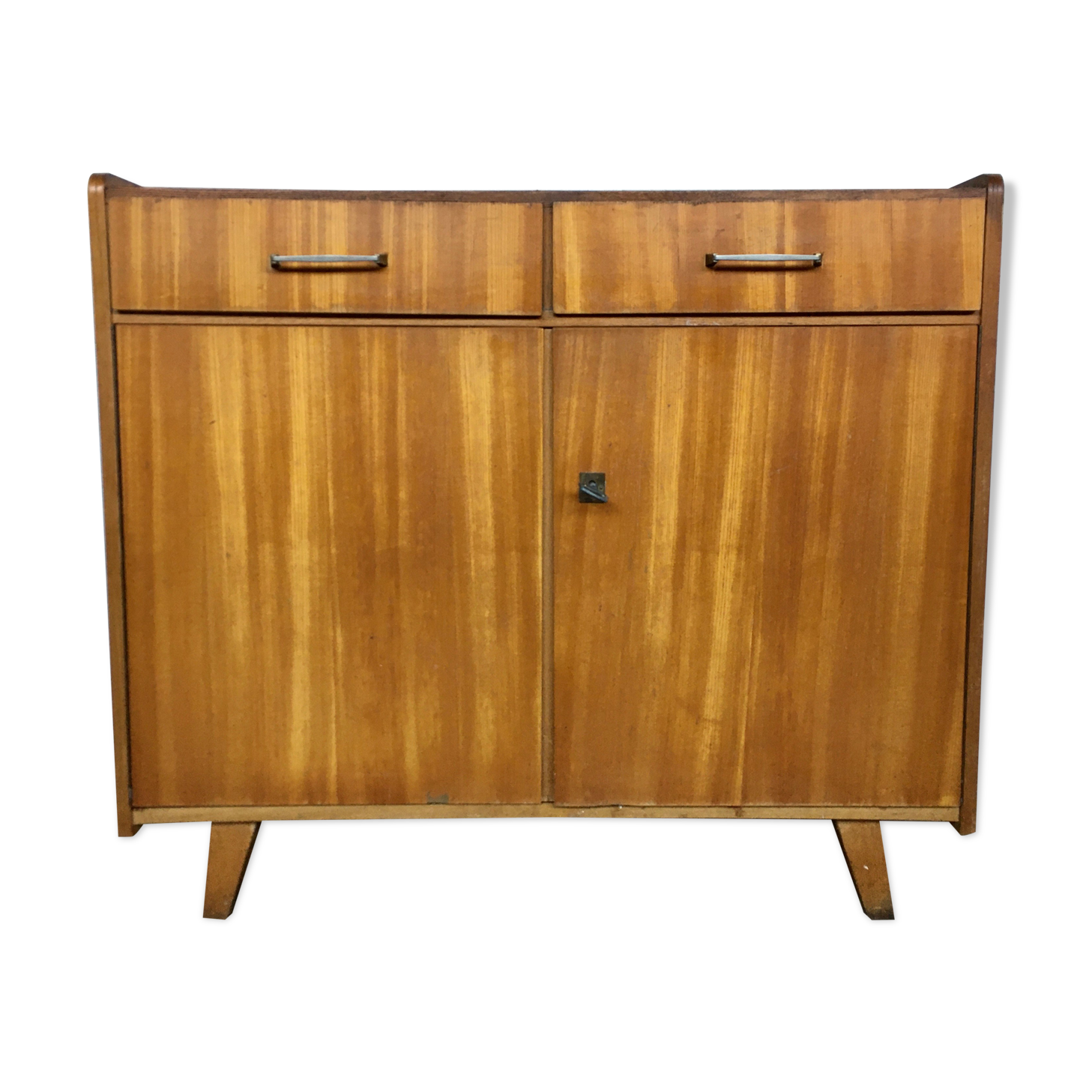 Bahut buffet enfilade vintage feet compass 2 doors swinging 2 drawers walnut