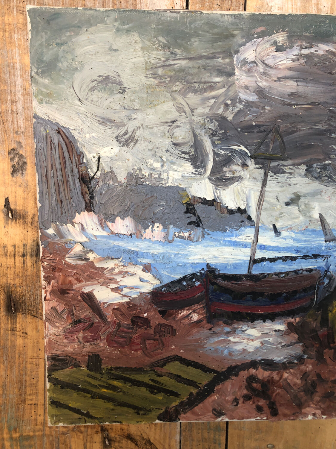 Oil painting on canvas THE TORMENT 1982 Vintage #A216