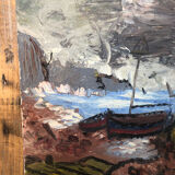 Tableau huile sur toile le tourment 1982 vintage #a216