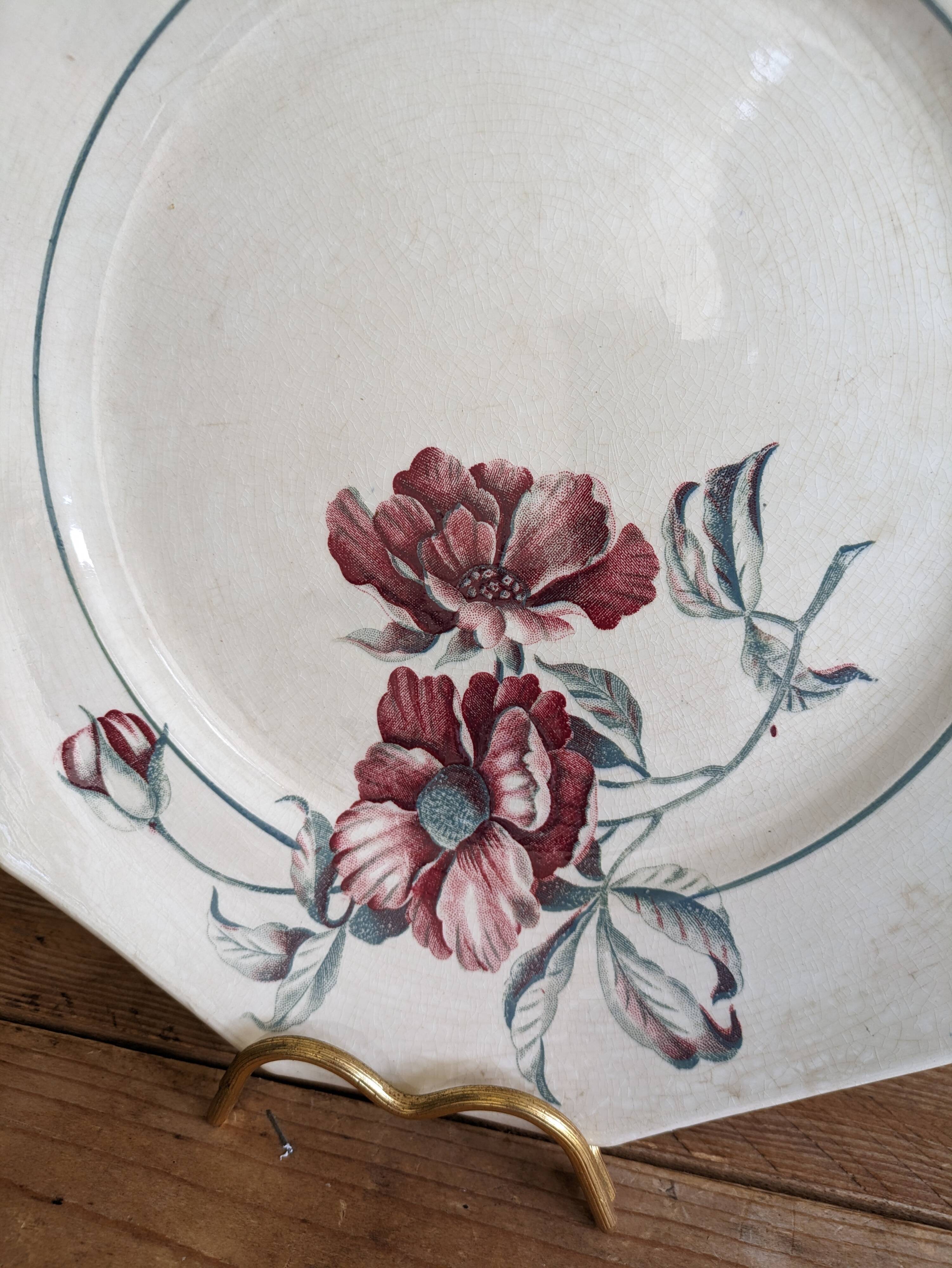 Plate with handles, Saint Amand ceramic serving dish, Simone model