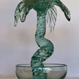 Pair of bubble glass "palm tree" candlesticks