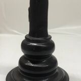 Bougeoir en céramique noire vintage signé AP