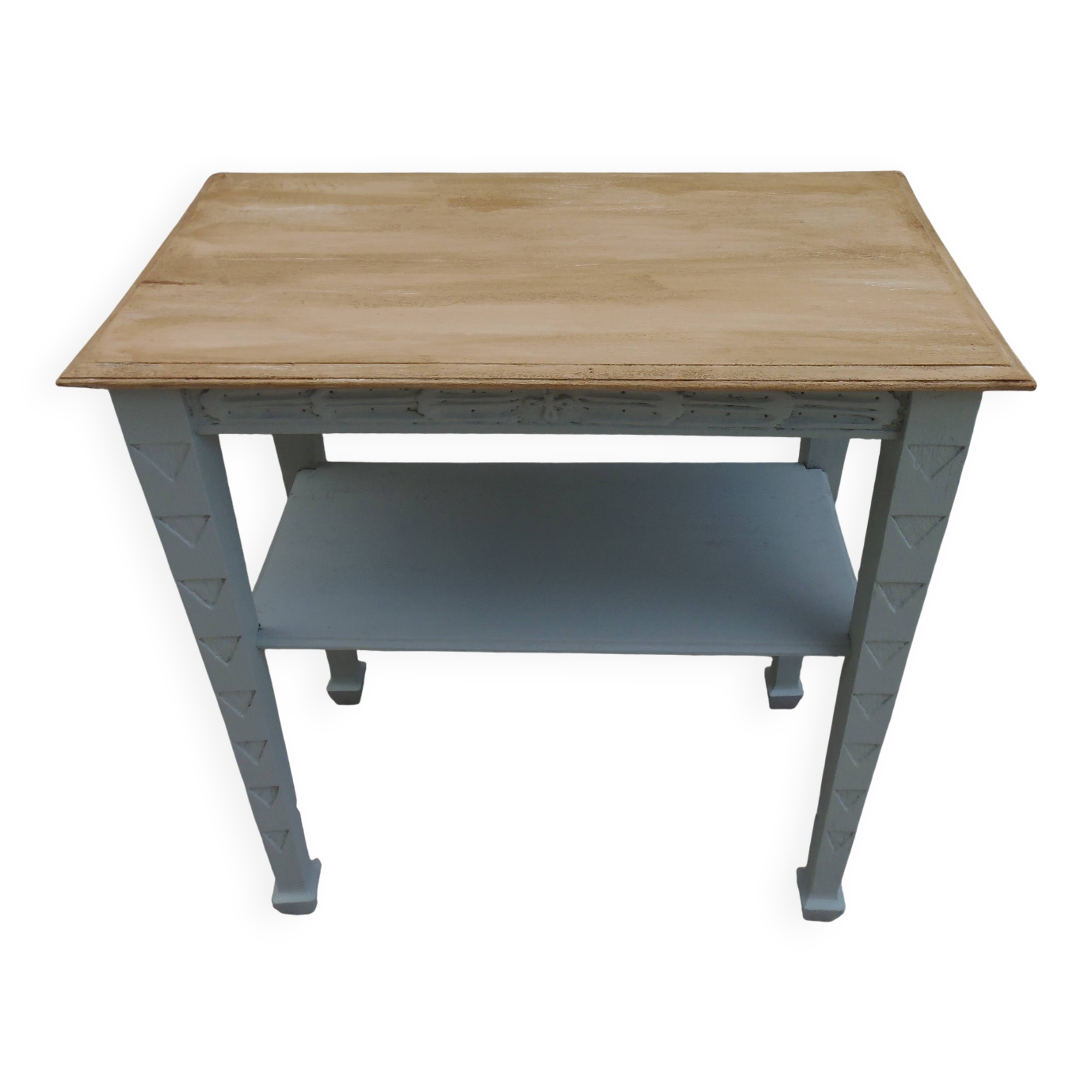 Vintage side table, reimagined in grey-green.