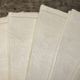 Serviettes de table anciennes damassées décor fleurs lot de9