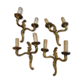 Two pairs of bronze wall lamps