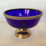 Vide poche bleu cobalt motif perlé