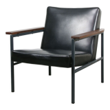 Vintage black bauhaus lounge armchair, 70s