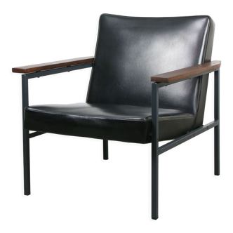 Fauteuil lounge vintage noir Bauhaus, années 70
