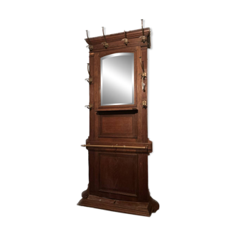 Vestiaire, portemanteau en bois et laiton