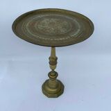 ORIENTAL GUERIDON IN BRONZE AND BRASS XIX EME GRAVEL PLATEAU BEAUTIFUL PATINA