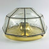 Etiqueté Mid-Century Glass Flushmount / Applique murale du Limbourg, Allemagne, années 1960