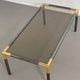 Gunmetal gold metal and smoked glass coffee table from the 70s