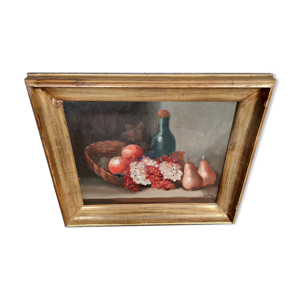 Huile sur toile nature morte aux
