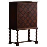 Swedish Grace, Geometric Oak Armoire, Thysells Furniture, Art Deco, 1940s