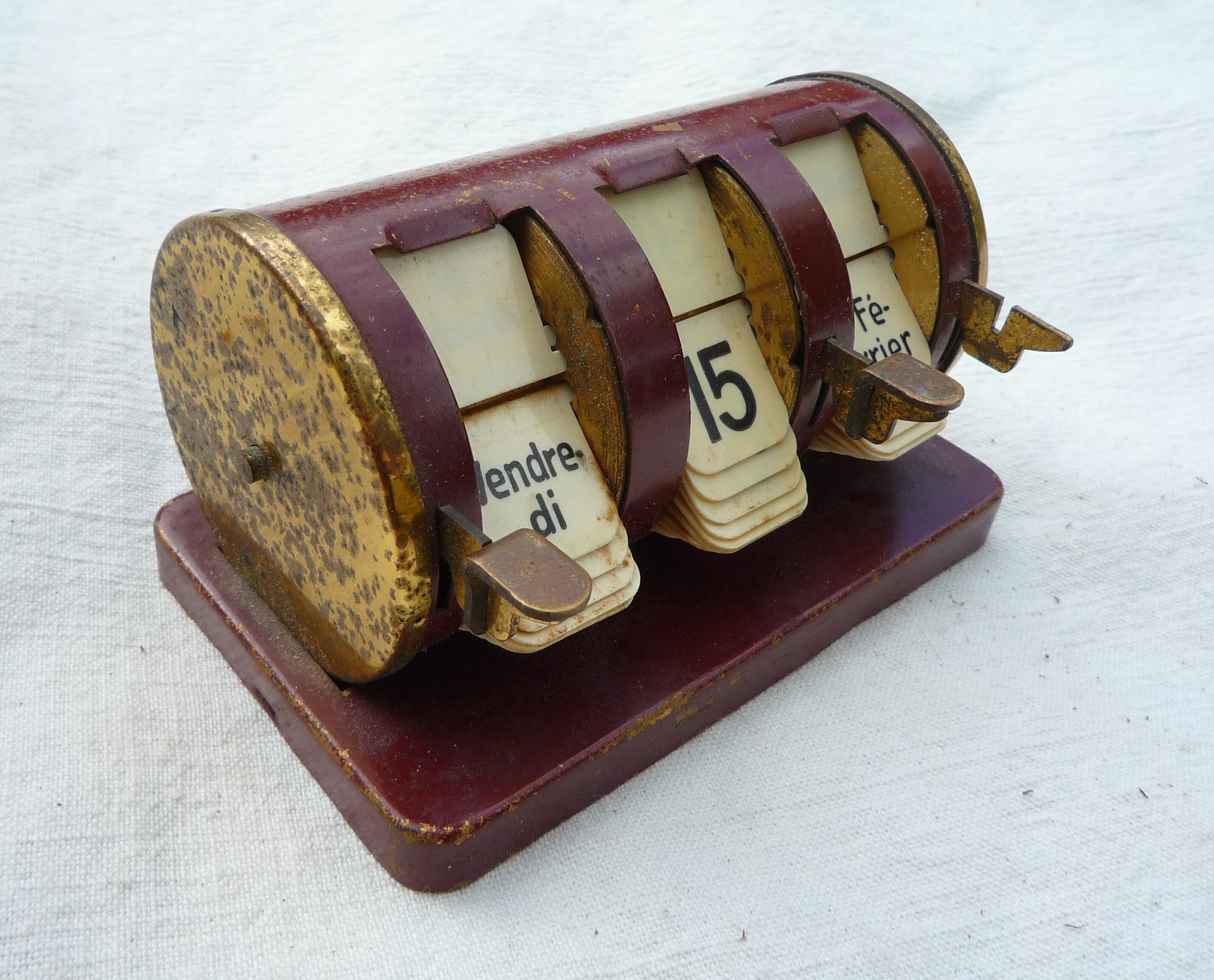 Dateur calendrier perpétuel en métal vintage 50-60s