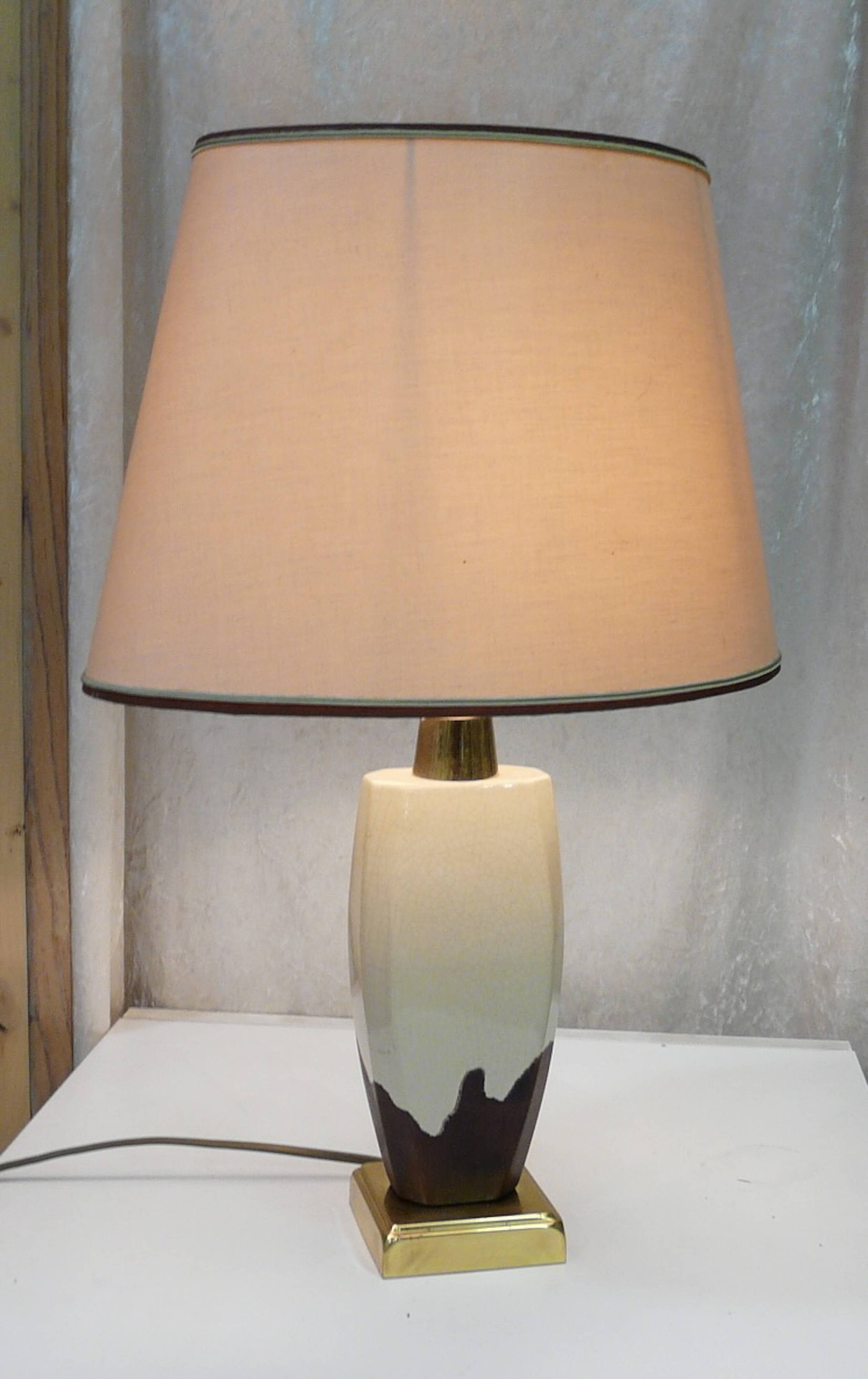 Vintage ceramic and brass lamp 1970-80