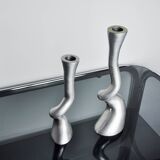 Pair of brutalist candle holders by art3, spain, 1970