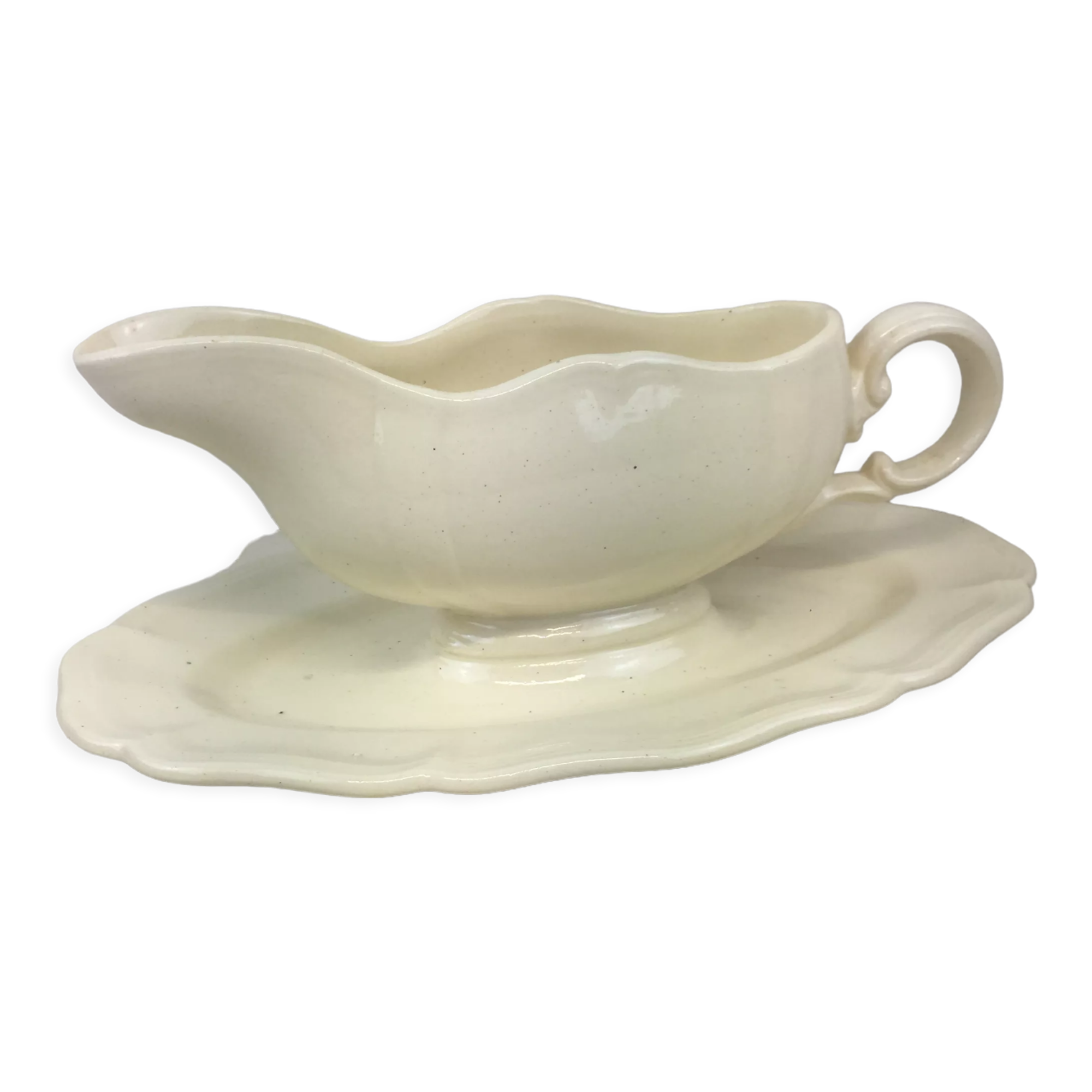 Old sauce boat Ivory made in France Digoin Sarreguemines