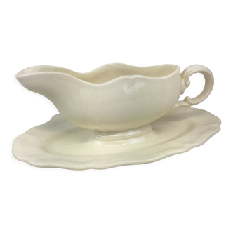 Old sauce boat Ivory made in France Digoin Sarreguemines