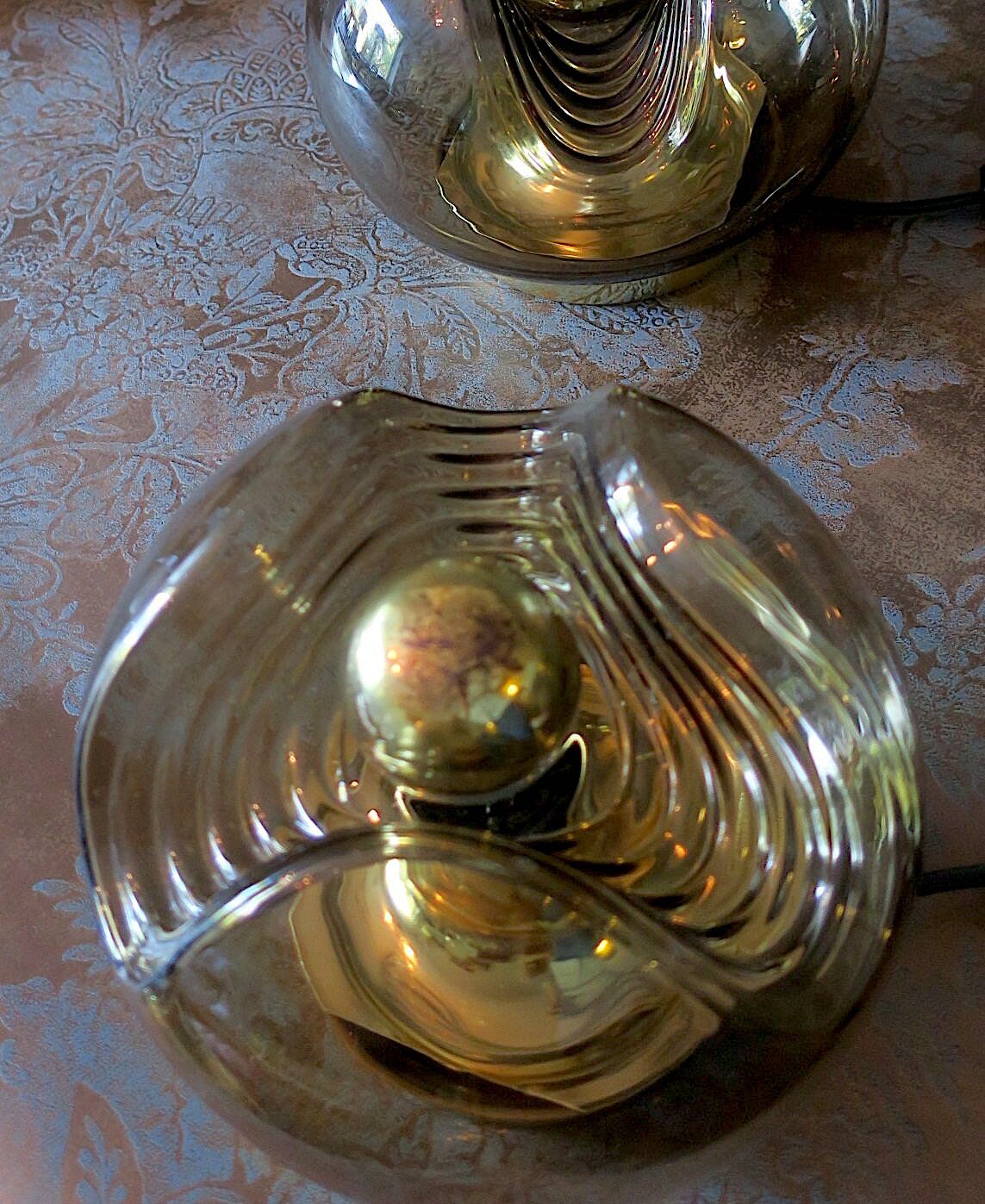 Pair of large wave lights by Koch & Lowy for Peill Putzler 1970s