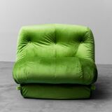 Velvet armchair green nuvolone rino maturie 70s vintage modern