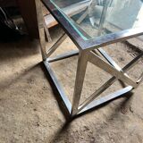 Small vintage steel and glass coffee table