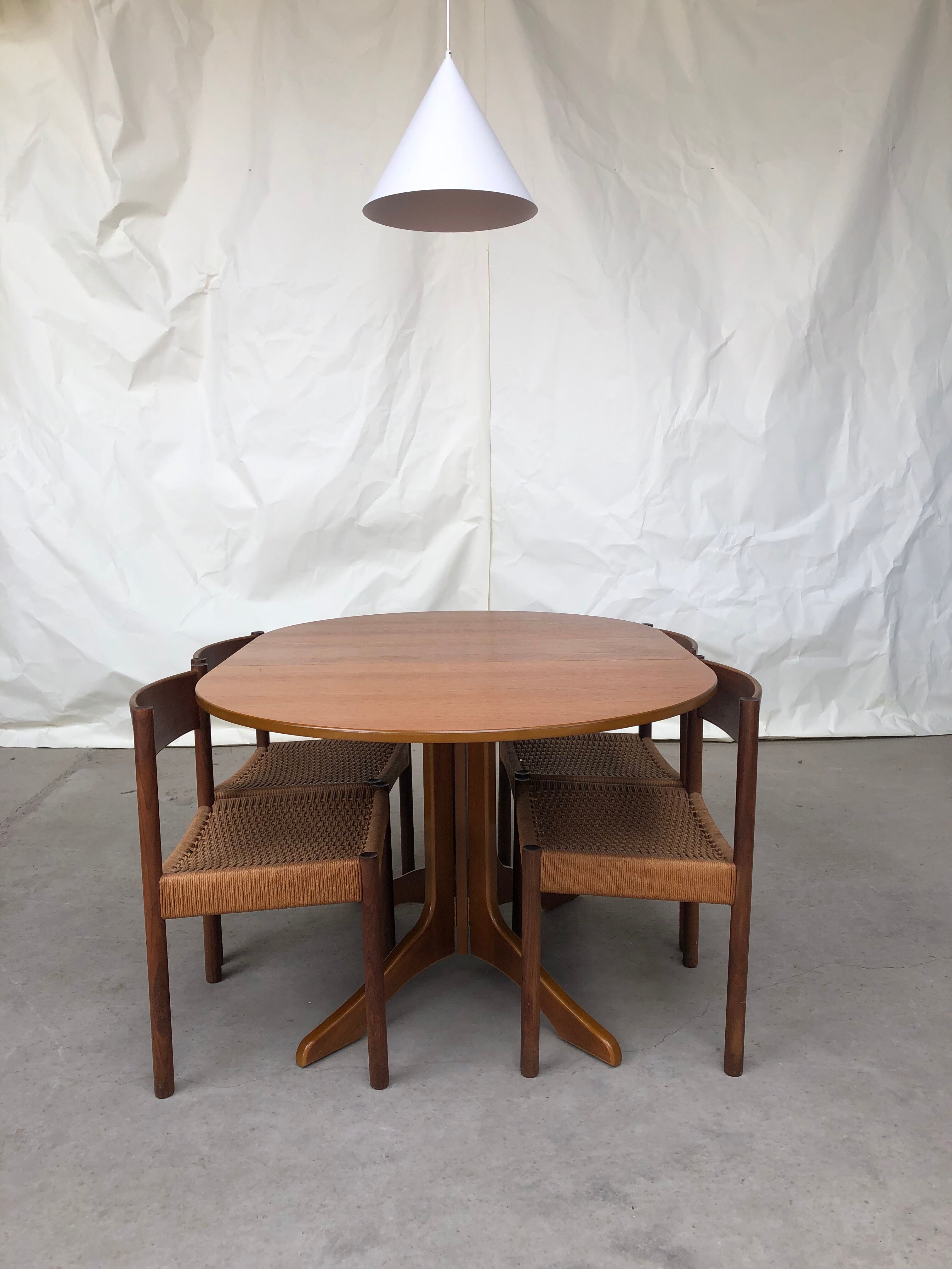 Vtg Mid Century Extending Drop Leaf Dining Gate Leg Compact Table Retro Danish