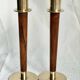 Pair of Danish Art Deco Candle Holders  in Wood & Brass