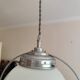 Suspension drop globe opaline white and metal structure