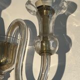 Pair of Murano crystal wall lights with 3 arms.